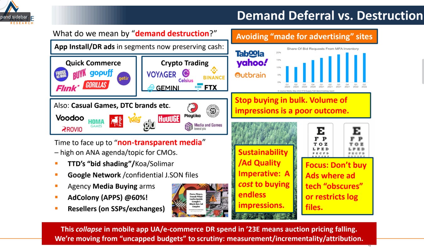 Screenshot of an Arete Research slide presentation. Credit: Richard Kramer, Arete Research.